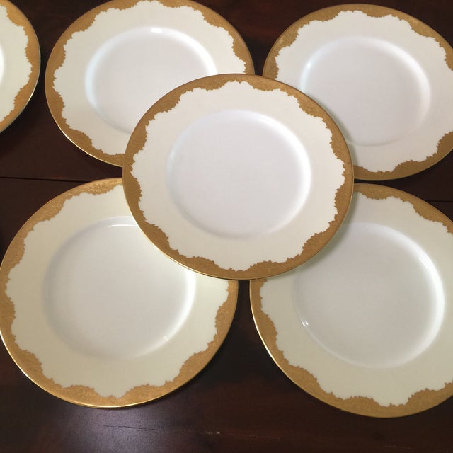Minton Gold Encrusted Dinner Plates Pattern H2564 - Set of 7 For Sale - Image 9 of 12