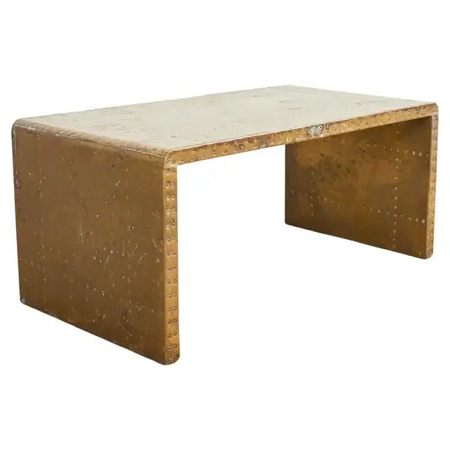 Midcentury Sarreid Patinated Brass Waterfall Cocktail Table For Sale - Image 13 of 13