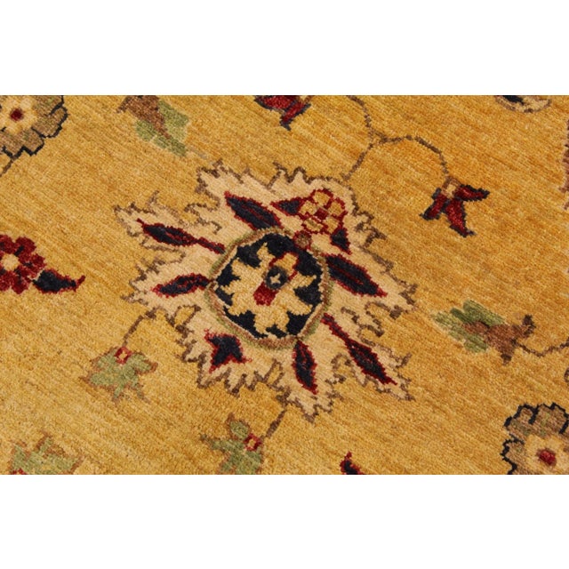 1990s Bohemien Ziegler Gold Blue Hand-Knotted Wool Rug - 9'0'' X 11'6'' For Sale - Image 4 of 8