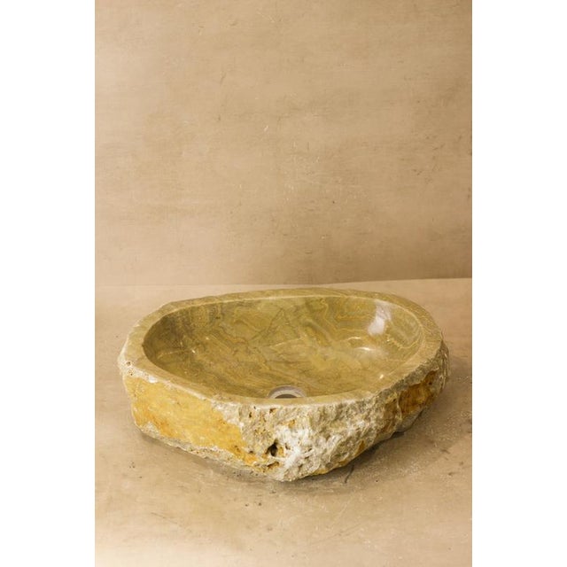 Cream Raw Edge Wash Basin in Onyx For Sale - Image 8 of 10
