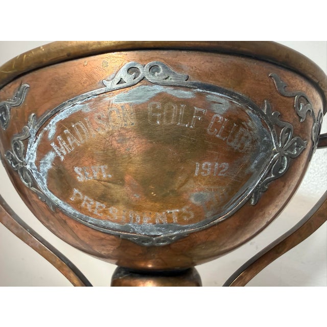 Metal Antique 1912 Madison Club Heintz Sterling Silver Bronze Art Deco Golf Trophy For Sale - Image 7 of 17