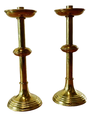 Arts and Crafts Brass Candleholders, 1980s, Set of 2