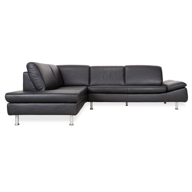 Leather Corner Black Sofa with Manual Function by Ewald Schillig For Sale - Image 16 of 17