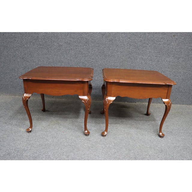 Ethan Allen Queen Anne Cherry Side Tables – Pair For Sale - Image 10 of 13