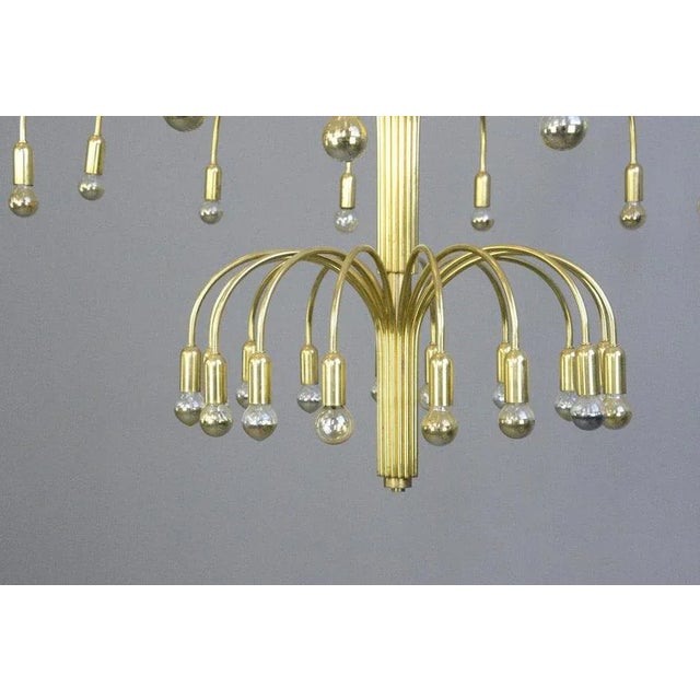 Large Mid Century Ballroom Chandelier - Curved brass arms - Takes E14 bulbs - Comes with chain and ceiling hook - 2 tiers,...