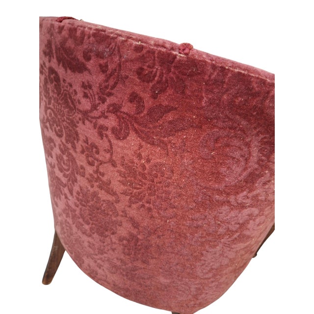 Vintage Oak and Damask Velvet Armchairs, 1960s, Set of 2 For Sale - Image 11 of 13