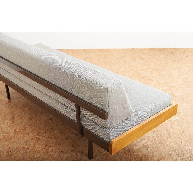 Brown Daybed with Brown Lacquered Metal with Oak Trim Frame, Holland, 1970 For Sale - Image 8 of 11
