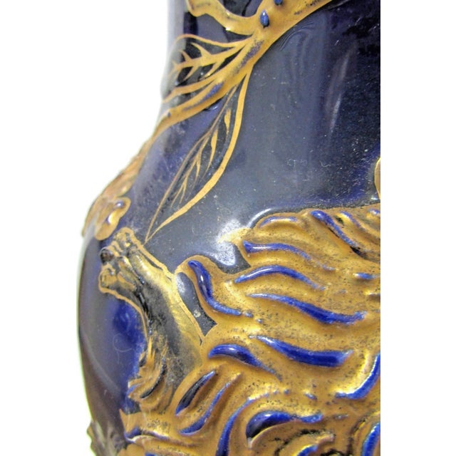 Metal Late 19th Century Keller & Guerin French Porcelain Vase With Lion Rampant Table Lamps - a Pair For Sale - Image 7 of 16