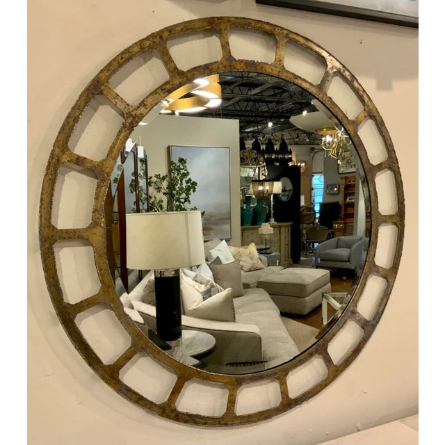 Rustic Golden Bronze Finished Round Wall Mirror Chairish