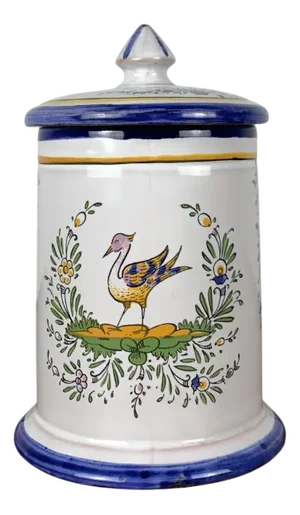 Earthenware Pot with Bird Decoration by Renoleau, Early 20th Century
