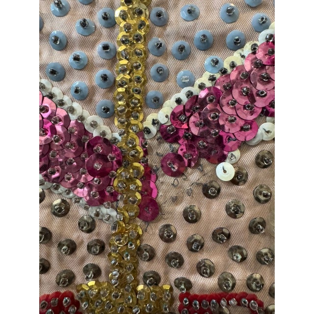 1980s Clotaire Bazile Haitian Vodou Drapo Large Sequined Beaded Flag Textile Wall Hanging For Sale - Image 9 of 16