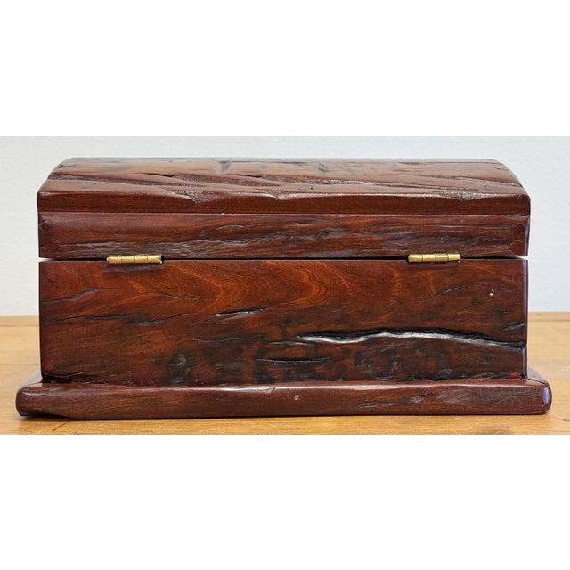 Wood Vintage Distressed Wood Hinged Lid Box For Sale - Image 7 of 10