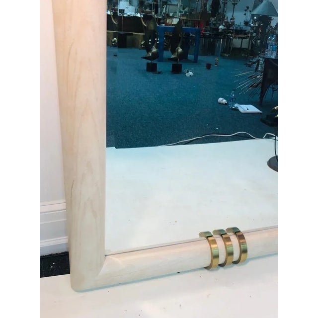 White Monumental Large Mirror in the Manner of Karl Springer For Sale - Image 8 of 11