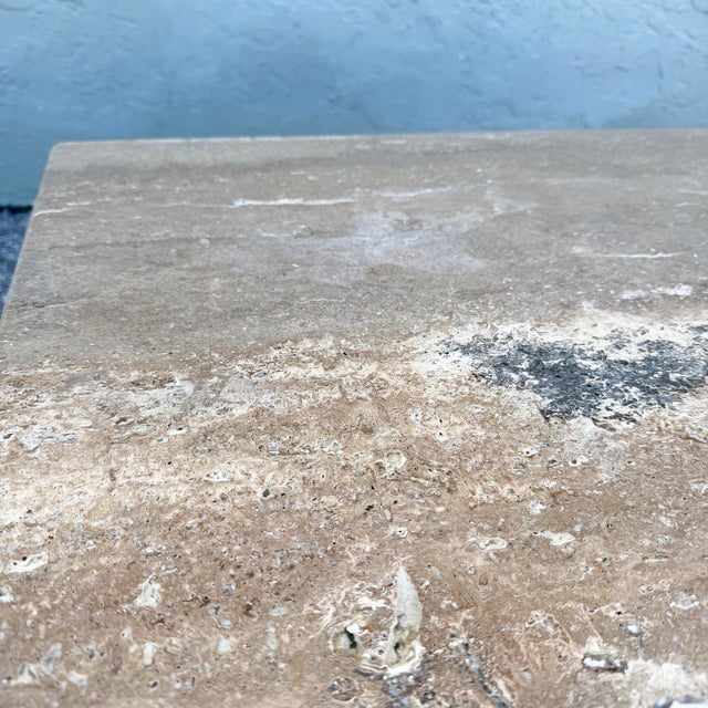 Stone Vintage Italian Polished Travertine Coffee Table For Sale - Image 7 of 12