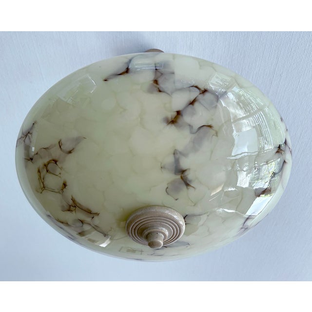 Art Deco Pendant Light in Ivory Marble Glass, 1930s For Sale - Image 15 of 18