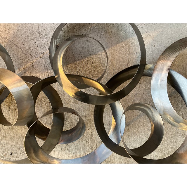 Metal 1980s Steel Hanging Circles Sculpture Attributed to Curtis Jere , Titled "Continuity" For Sale - Image 7 of 12
