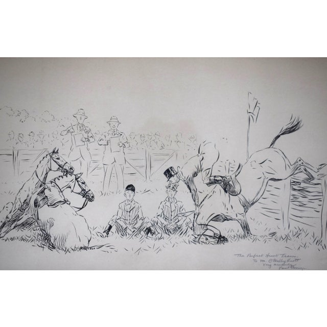 Traditional The Perfect Hunt Team 1931 Pen & Ink Drawing by Paul Brown For Sale - Image 3 of 7