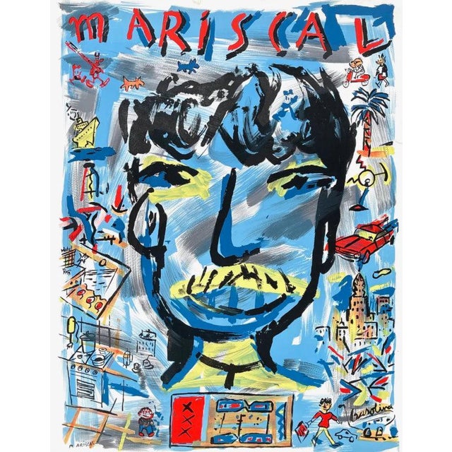 Javier Mariscal (1950) Portrait of a Man Original color poster Signed in the plate On poster paper, 65 x 92 cm (approx. 26...