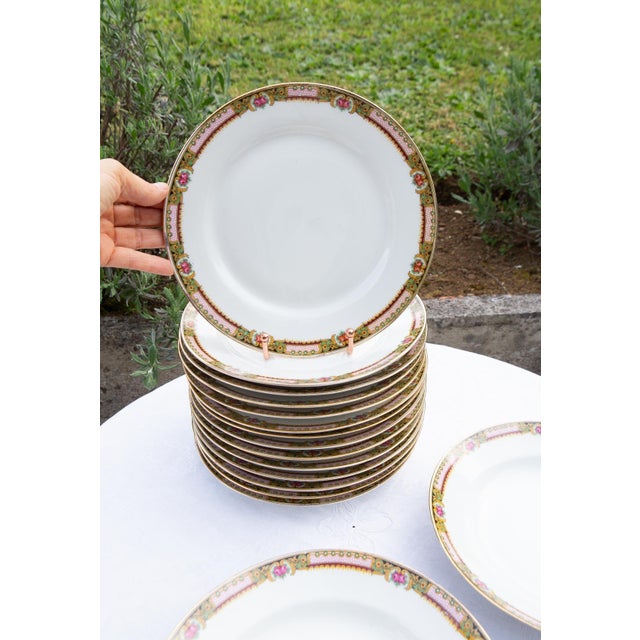 1930s Vintage Flat Plates and Soup Plates from Limoges Porcelain, 1930s, Set of 16 For Sale - Image 5 of 8