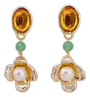 Amber Earrings, A Pair