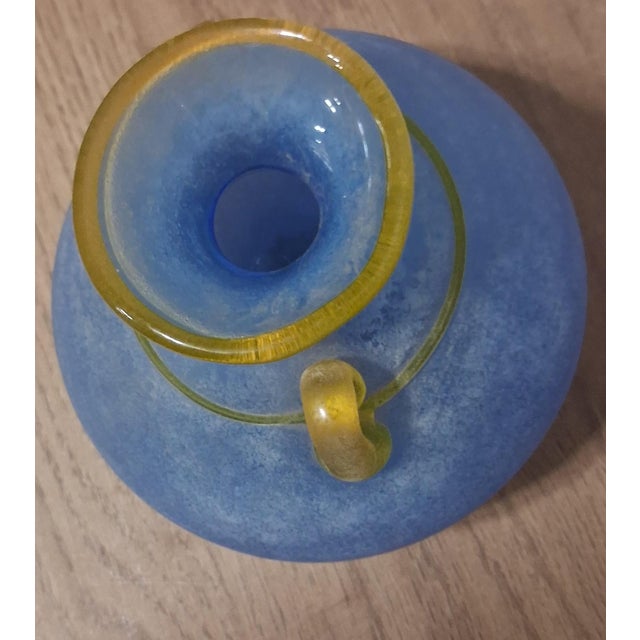 1980s Signed Franco Moretti Murano Scavo Hand Blown Glass Vase Signed For Sale - Image 4 of 7
