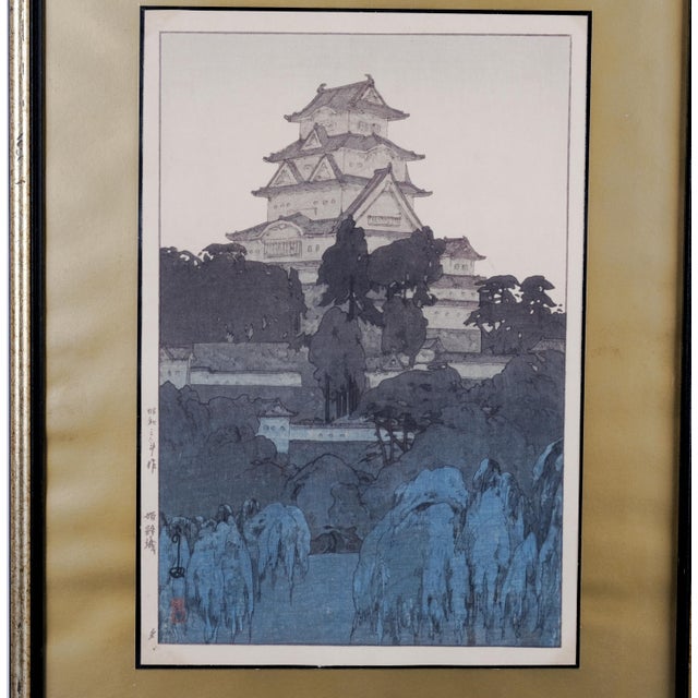 Early 20th Century Excellent Condition Print and Matte in a Very Good Frame Hiroshi Yoshida "Himeji Castle Evening"...