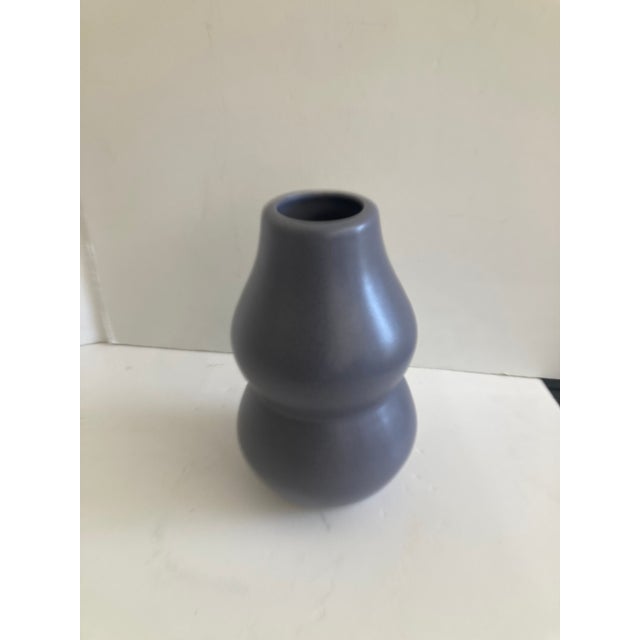 Mid-Century Modern Mid Century Matte Charcoal Glazed Ceramic Gourd Vase For Sale - Image 3 of 9