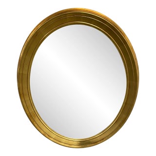 Antique French Provincial Giltwood Oval Wall Mirror Louis XVI Style For Sale