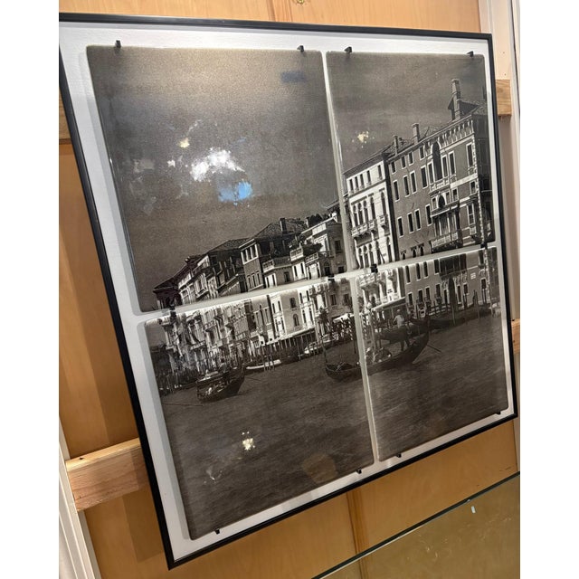 "Grand Canal" (2013) by glass artist Mary Chomenko Hinkley. A black-and-white view of Venice's Grand Canal, with palazzi...