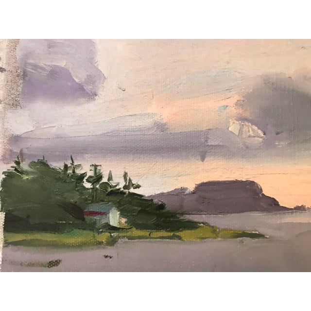 Lone Island Under Purple Skies Original Oil Painting by David Beynon Pena For Sale - Image 4 of 5