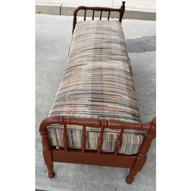 19th Century Pine Daybed With Custom Made Rag Rug Cushions For Sale - Image 4 of 6