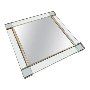 1980s Modernist Heavy Glass and Silver Plated Italian Tray