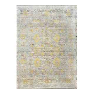 21st Century Turkish Oushak Wool 9x12 Slate, Yellow & Blue Handmade Area Rug #1144098 For Sale