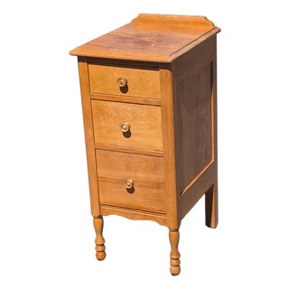 Vintage Art Deco Nightstand End Table Maple Bedroom Stand Bedside Table For Sale
