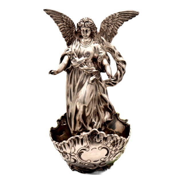 Silver Suspended Holy Water Font with Reliefs For Sale