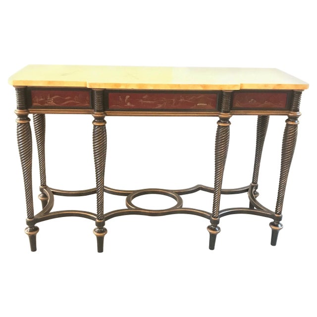 Hand Painted Chinoiserie and Faux Marble Top Console For Sale - Image 13 of 13