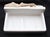 Flush mount rectangular bathroom soap dish made of white porcelain over ceramic. Made by Willette Corp. Good condition...