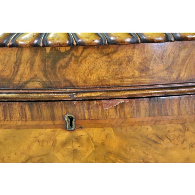 Burled Walnut Small Size English Georgian Buffet Server Circa 1920 For Sale - Image 4 of 12