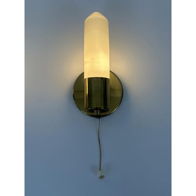 Bauhaus Brass & Opaline Glass Sconces, Germany, 1950s, Set of 2 For Sale - Image 10 of 18
