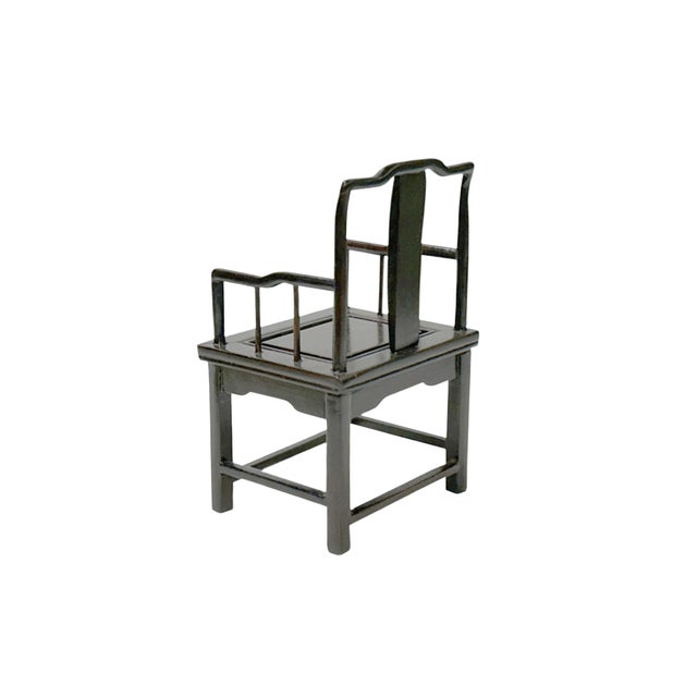 Wood Chinese Wood Handmade Miniature Square Armchair Display Decor Art For Sale - Image 7 of 8