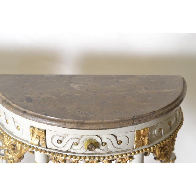 Carved and Painted Half-Moon Console Tables, Italy, 1940s, Set of 2 For Sale - Image 6 of 18