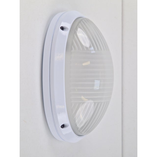 Vintage White Outdoor Wall Lamp in Metal and Glass by Simes, 1980s For Sale - Image 9 of 14