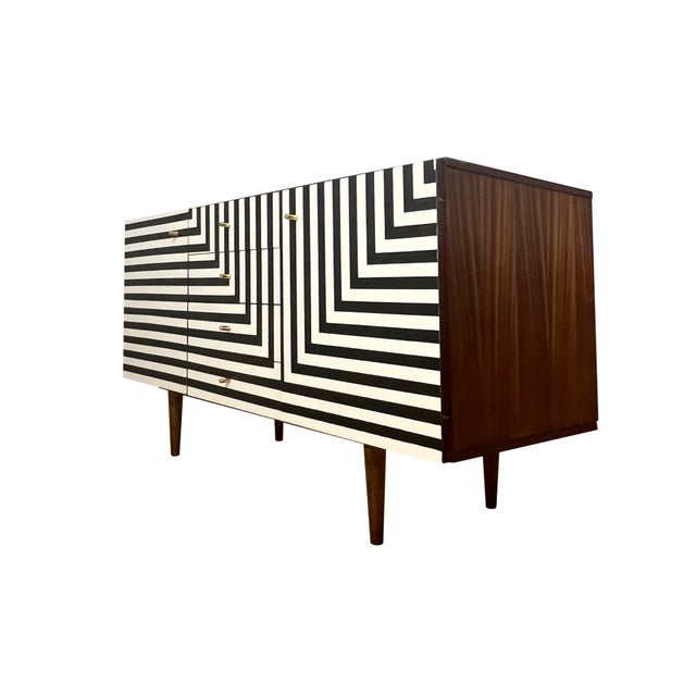 Vintage Sideboard with Op Art Motif, Poland, 1972 For Sale - Image 3 of 13