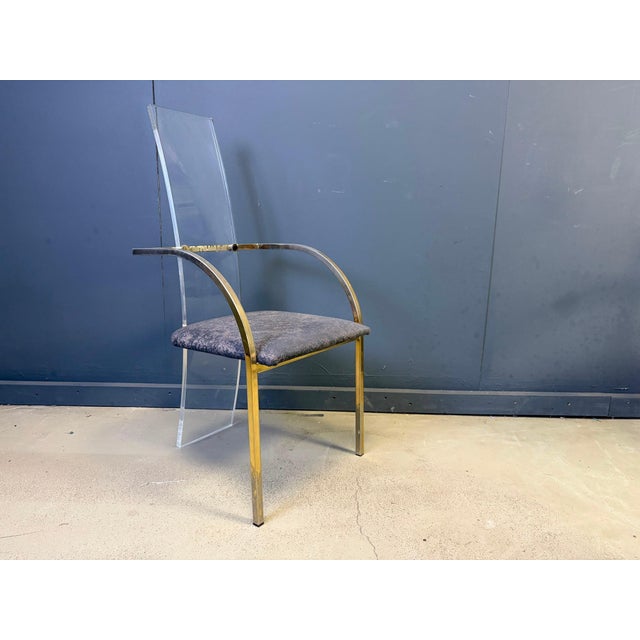 Brass and Acrylic Dining Chairs by Belgochrom, 1970s, Set of 6 For Sale - Image 4 of 13