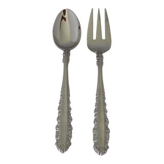 Lace Stainless Serving Fork & Spoon- 2 Pieces For Sale