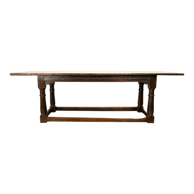 Traditional Antique Charles II 17th Century Carved 8ft Oak Refectory Dining table 1680 For Sale - Image 3 of 12