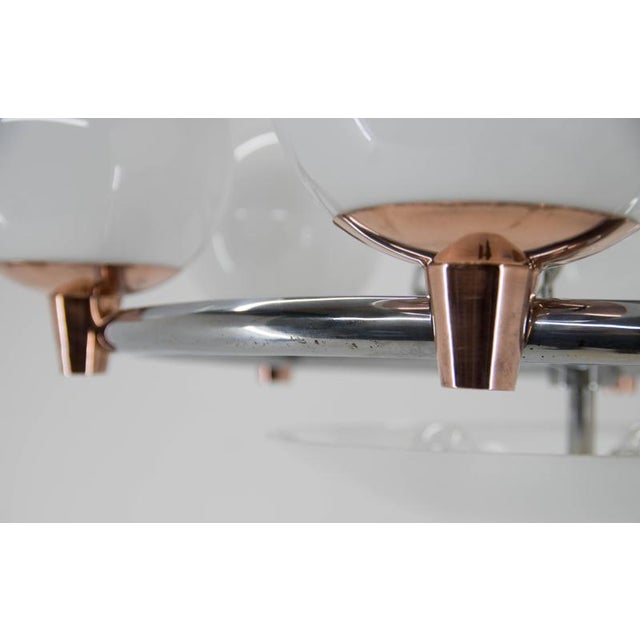Art Deco Chandelier in Chrome, Copper & Opaline Glass, Czech, 1930s For Sale - Image 15 of 18