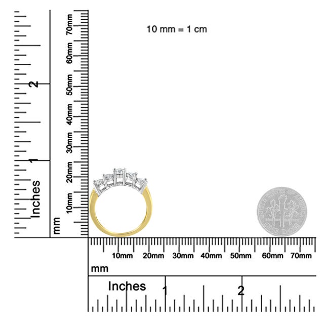 14KT Two Toned Gold 5 Stone Diamond Ring (1 cttw, H-I Color, SI1-SI2 Clarity) - Size 7 For Sale In New York - Image 6 of 6