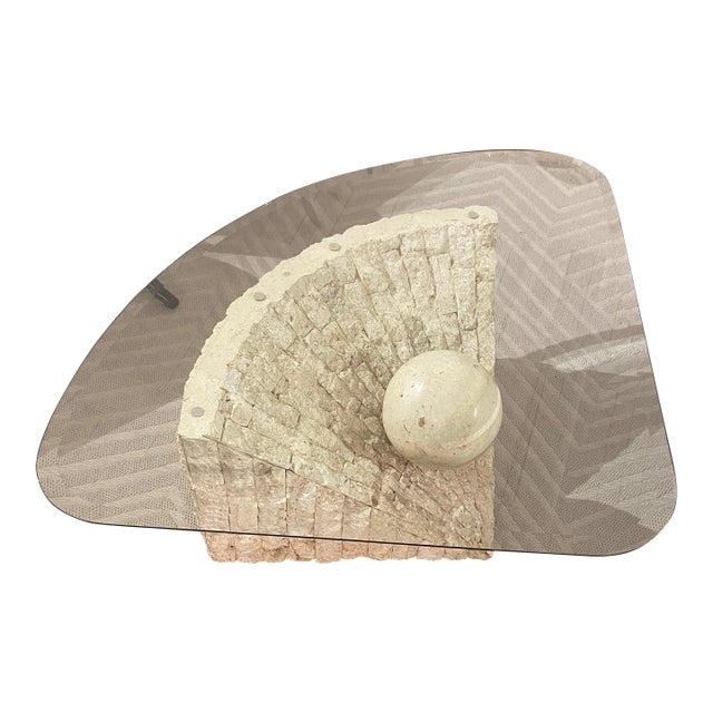 1980s Postmodern Stone and Glass Coffee Table For Sale