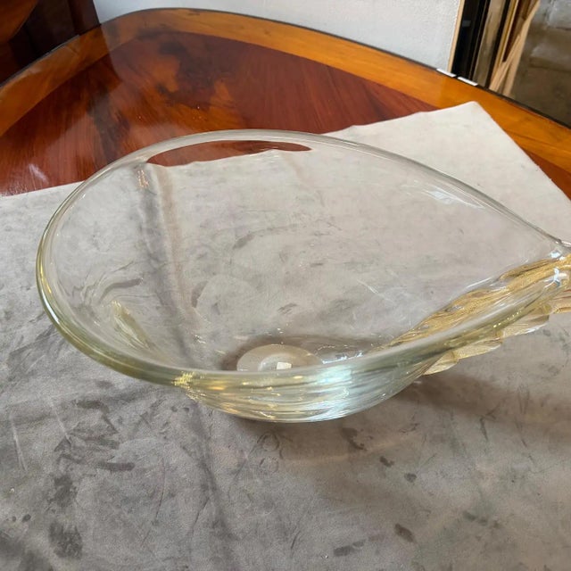 1990s Modern Christian Dior Clear and Gold Murano Glass Big Wing Centerpiece For Sale - Image 10 of 17